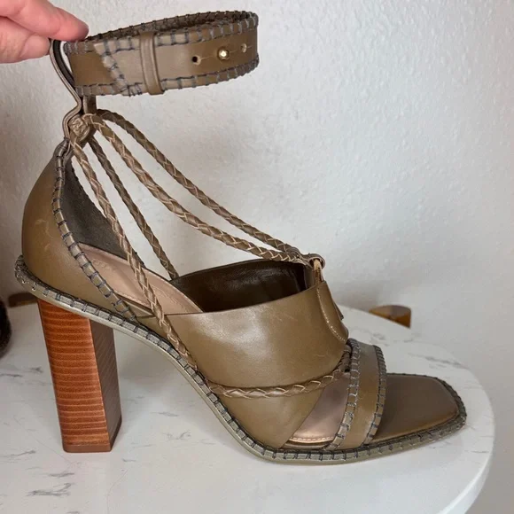 Ulla Johnson Leather Sandals Whipstitch Trim Multi Strap Ankle‎ - 40 / 9.5-10 - Picture 4 of 16